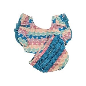 Ruffle Butts 2 Pc Swimsuit Mermaid Scales Pink Purple Blue Girls Size 8